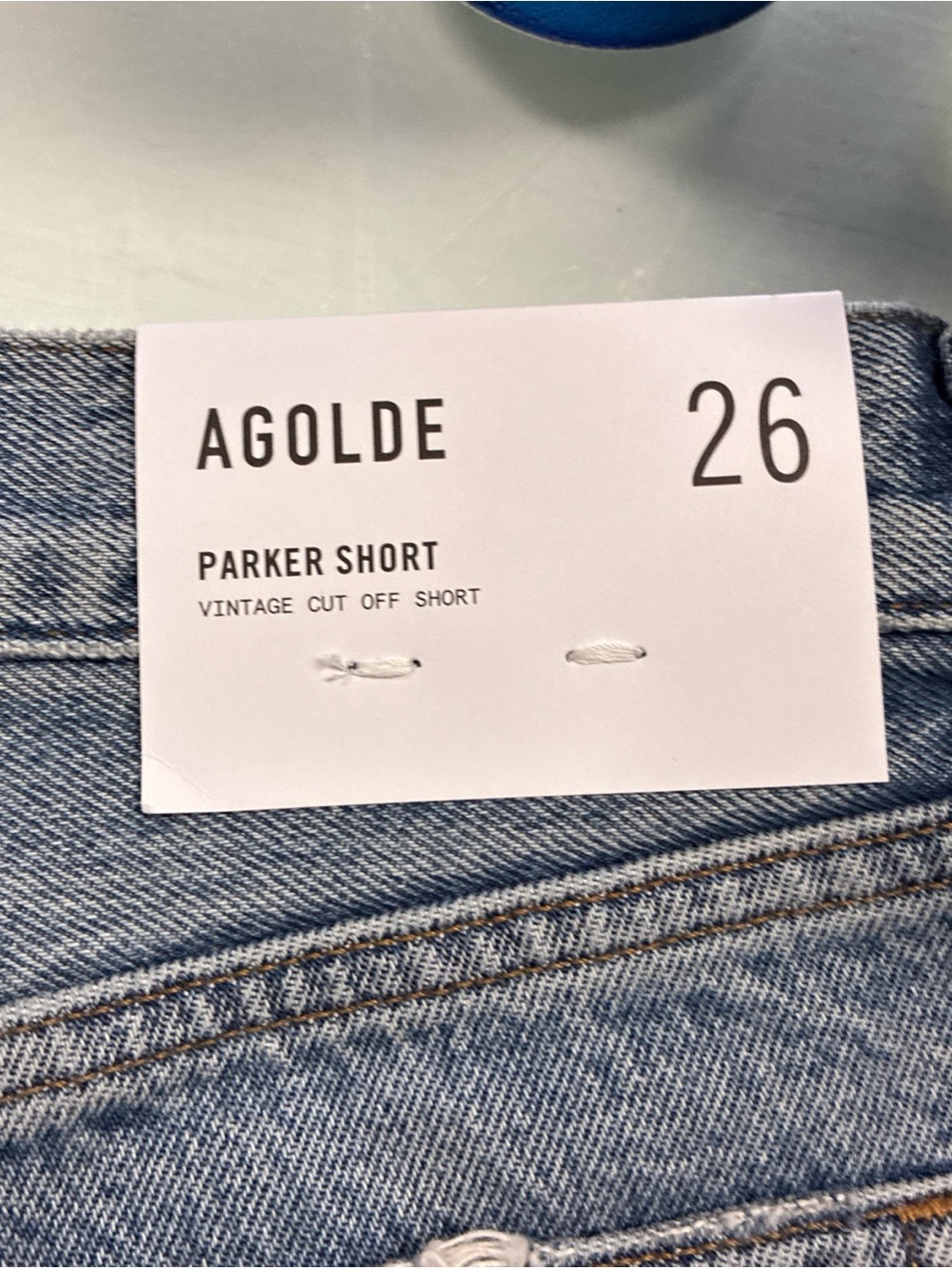 AGOLDE Parker High Rise Denim Cut Off Shorts Light Wash Blue Cotton SZ 26 NWT - Picture 2 of 16